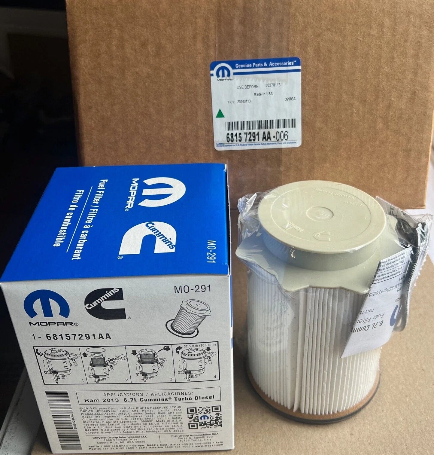 Mopar Fuel Filter 68065608AA / MO-608 for 2010–2012 Ram 2500–5500 6.7L Cummins