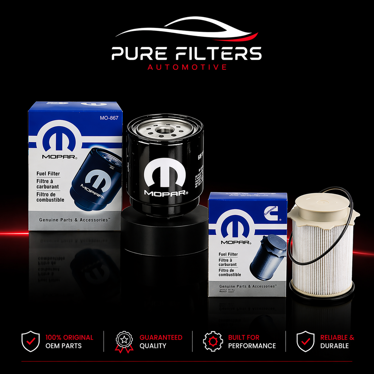 Mopar Oil & Fuel Filter Set 68197867AB & 68157291AA for 2013–2018 Ram 2500–5500 6.7L Cummins