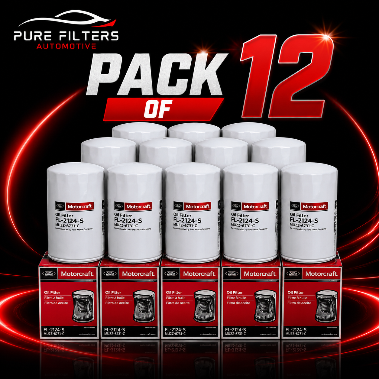 Motorcraft FL-2124-S Oil Filter Pack of 12 – Genuine OEM Replacement Filters
