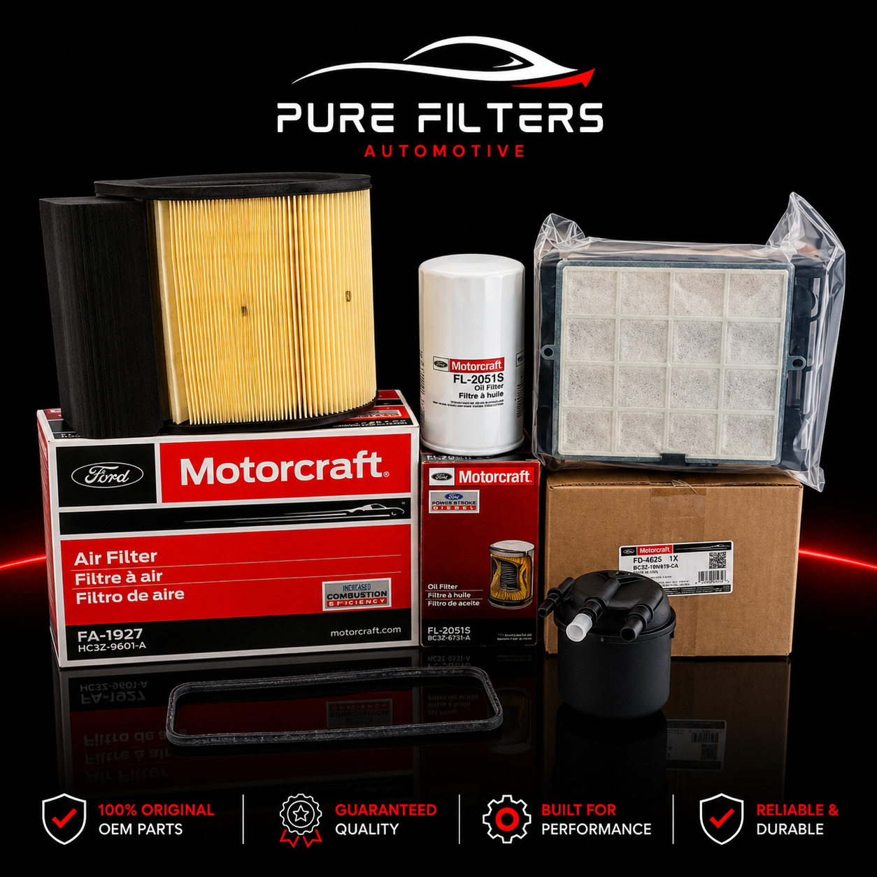 Motorcraft OEM Oil, Air & Fuel Filter Kit for Ford 6.7L Powerstroke Diesel