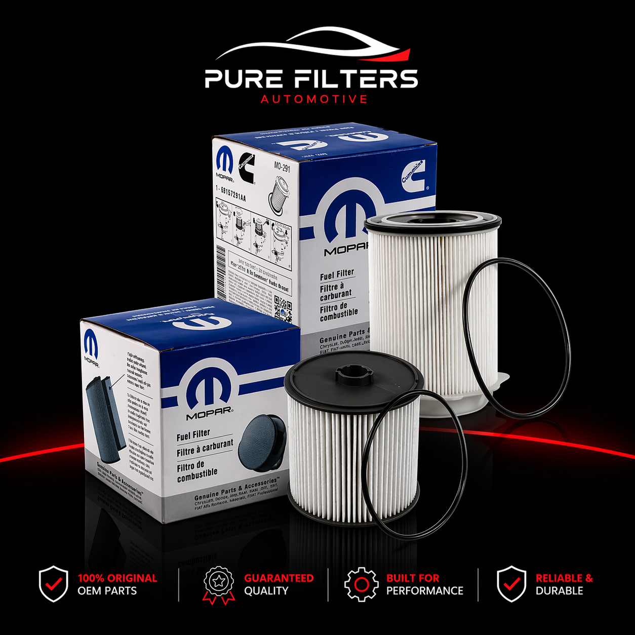 Mopar Fuel Filter Kit 68157291AA & 68436631AA for 2019–2024 Ram 2500–5500 6.7L Cummins
