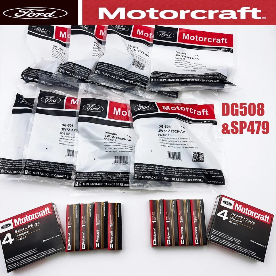 8 Set Motorcraft DG508 Ignition Coils & SP479 Spark Plugs for Ford F150 4.6L 5.4L