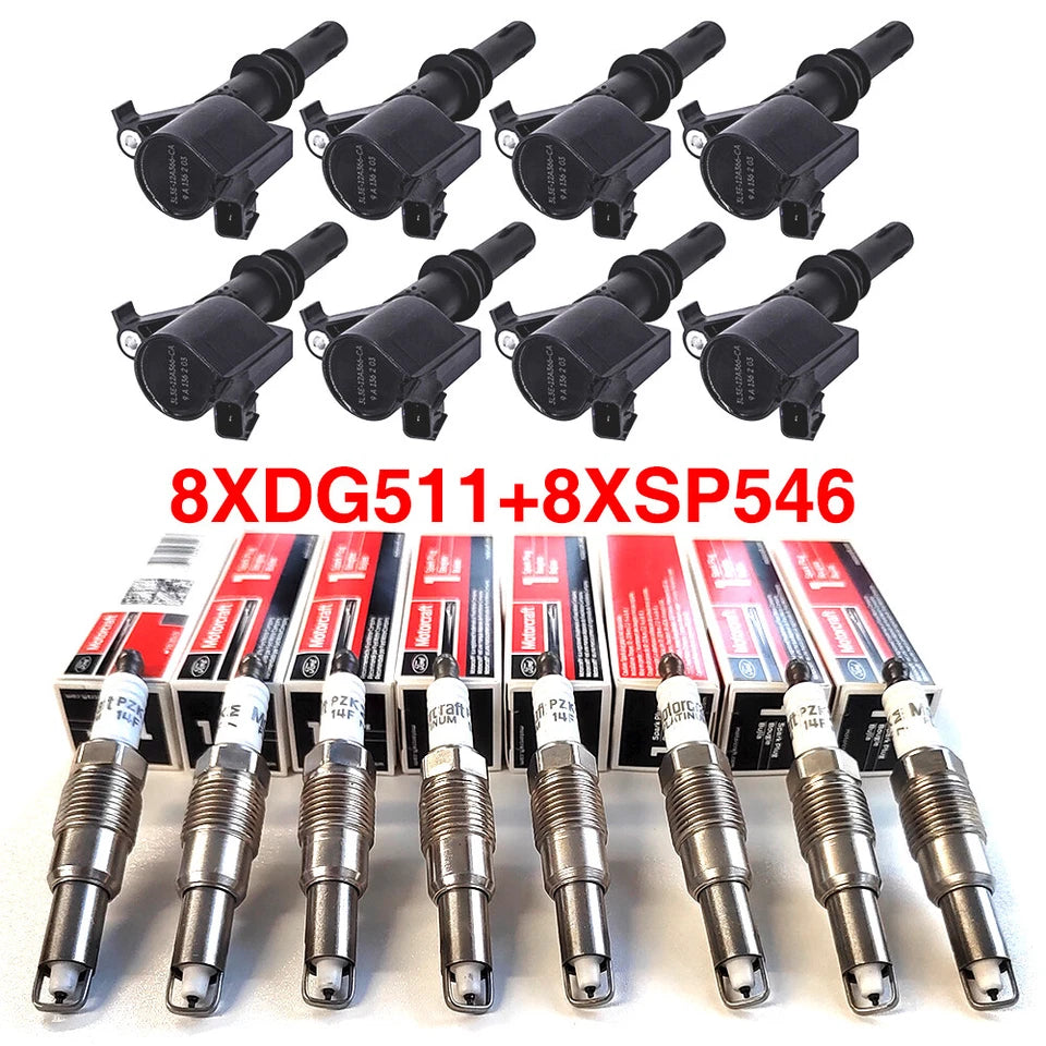 8pc Motorcraft DG511 Ignition Coils & SP546 Spark Plugs Kit for Ford F150 Lincoln